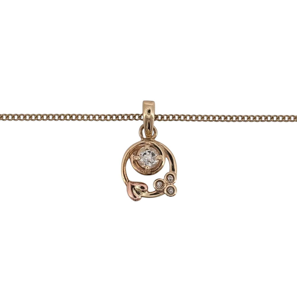 Add a classic Welsh-inspired piece to your jewellery collection with this pre-owned Clogau Tree of Life pendant necklace, combining 9ct yellow and rose gold with white topaz detailing.

Design: The pendant features Clogau’s recognisable Tree of Life motif, with flowing detailing creating an elegant and distinctive focal point.
Material: Made from 9-carat yellow and rose gold, the contrasting gold tones highlight the Tree of Life design and create a beautiful two-tone finish.