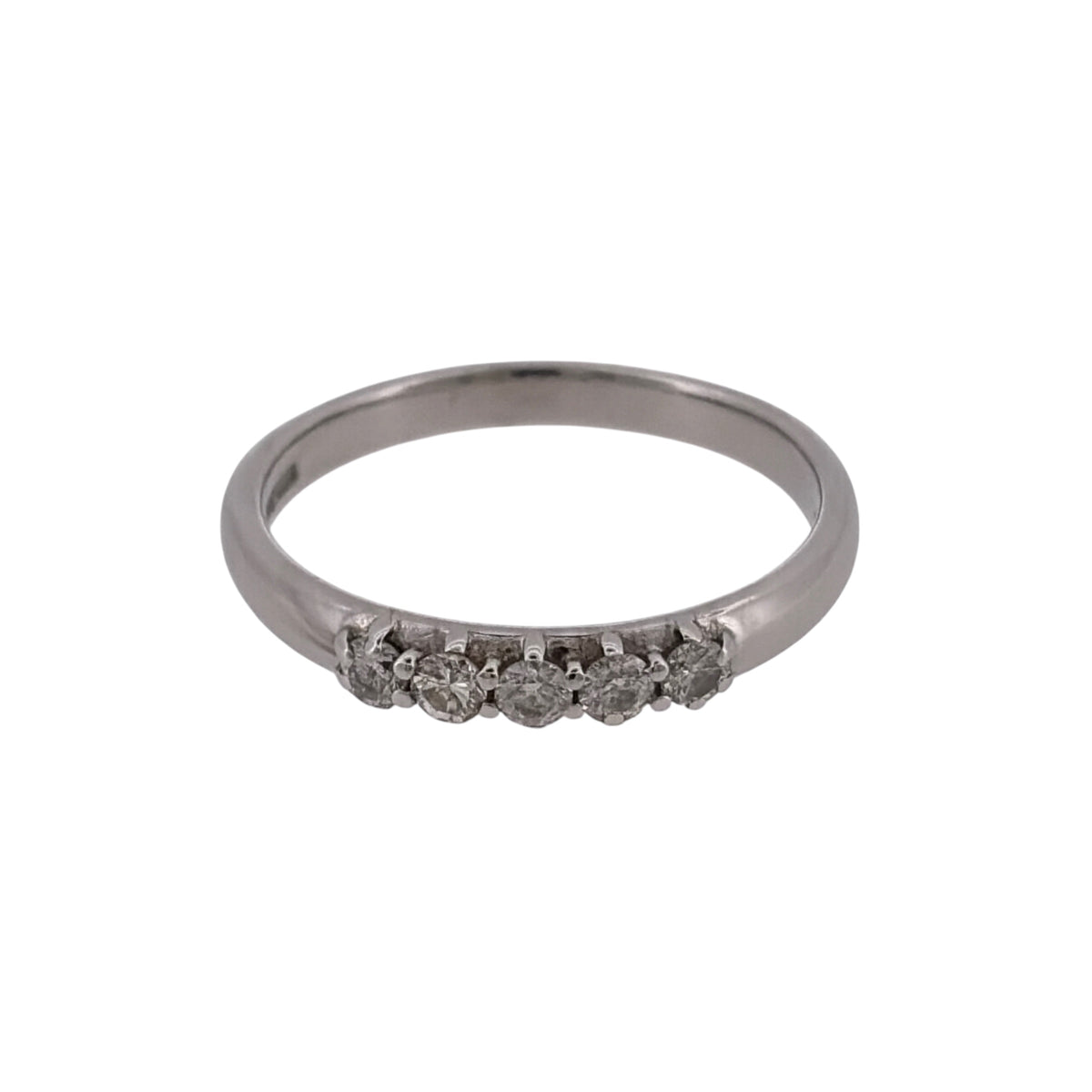 9ct White Gold & Diamond Five Stone Band Ring