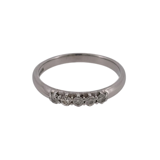 9ct White Gold & Diamond Five Stone Band Ring