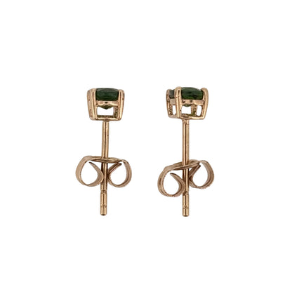 9ct Gold & Chrome Diopside Oval Stud Earrings