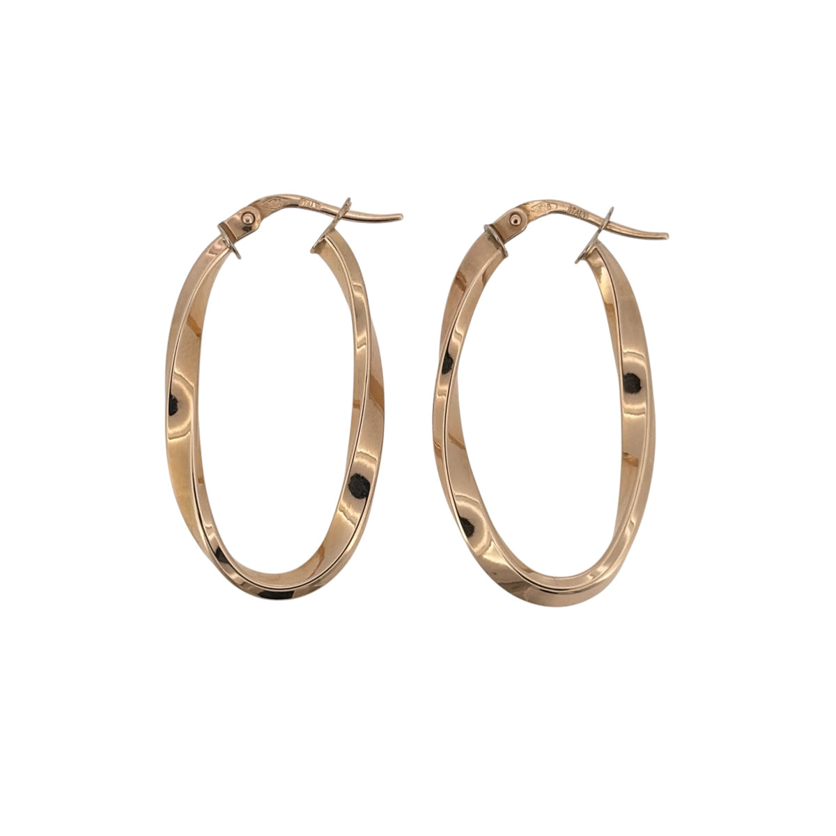 9ct Gold Twisted Oval Creole Earrings