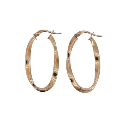 9ct Gold Twisted Oval Creole Earrings