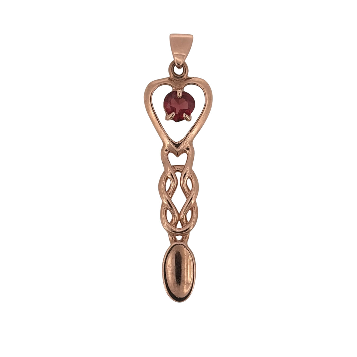 9ct Gold & Garnet Cymru Metal Lovespoon Pendant