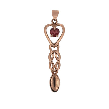9ct Gold & Garnet Cymru Metal Lovespoon Pendant