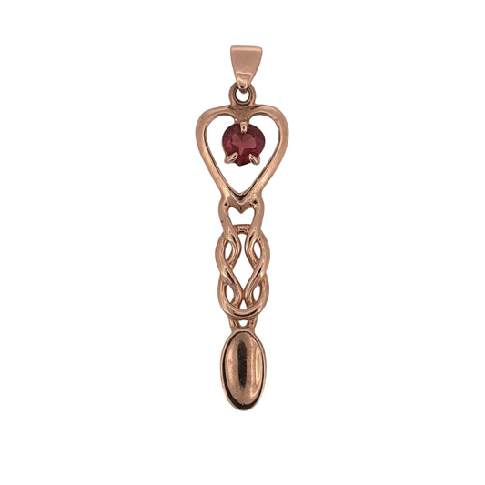 9ct Gold & Garnet Cymru Metal Lovespoon Pendant