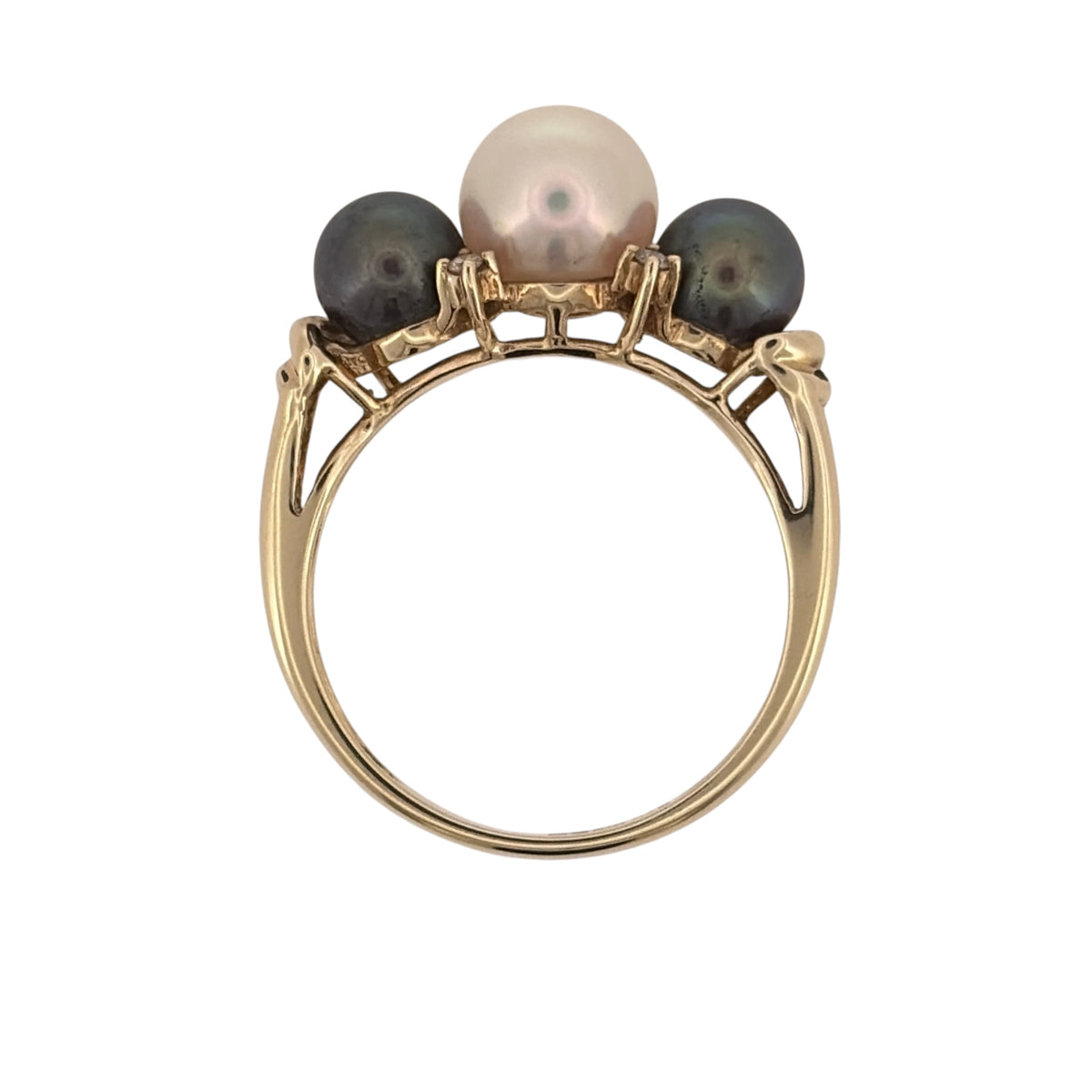 9ct Gold Diamond & Pearl Trilogy Ring