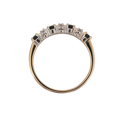 9ct Gold Diamond & Sapphire Band Ring