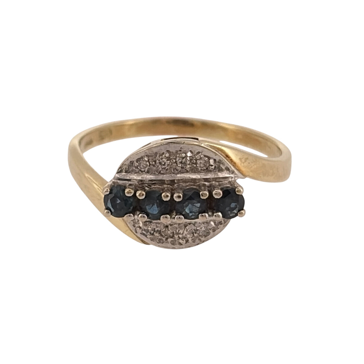 14ct Gold Diamond & Sapphire Twist Style Ring