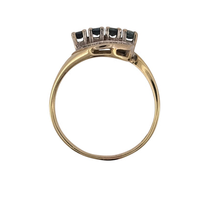 14ct Gold Diamond & Sapphire Twist Style Ring