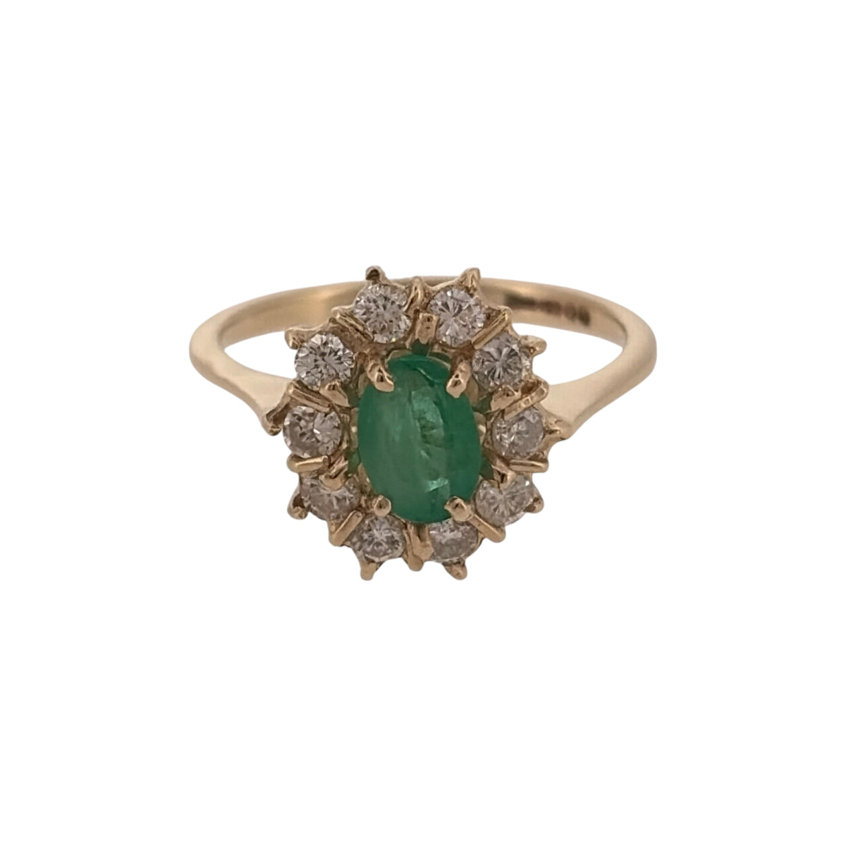 9ct Gold Diamond & Emerald Cluster Ring