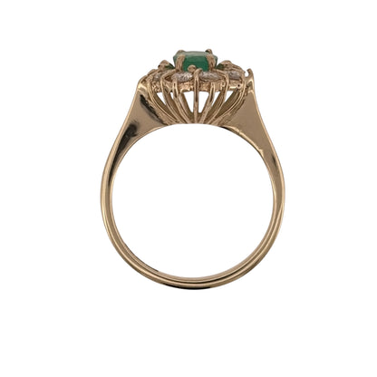 9ct Gold Diamond & Emerald Cluster Ring