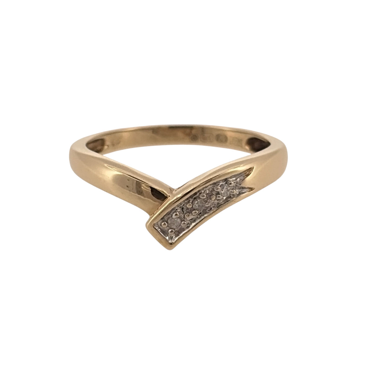 9ct Gold & Diamond Wishbone Ring