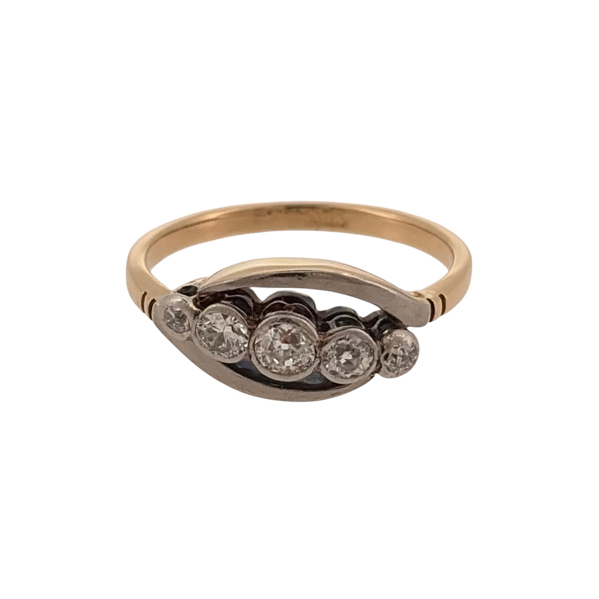 18ct Gold & Platinum Diamond Five Stone Twist Ring