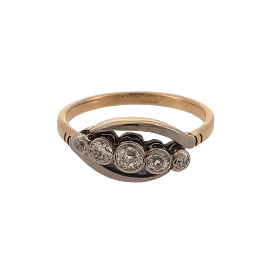18ct Gold & Platinum Diamond Five Stone Twist Ring