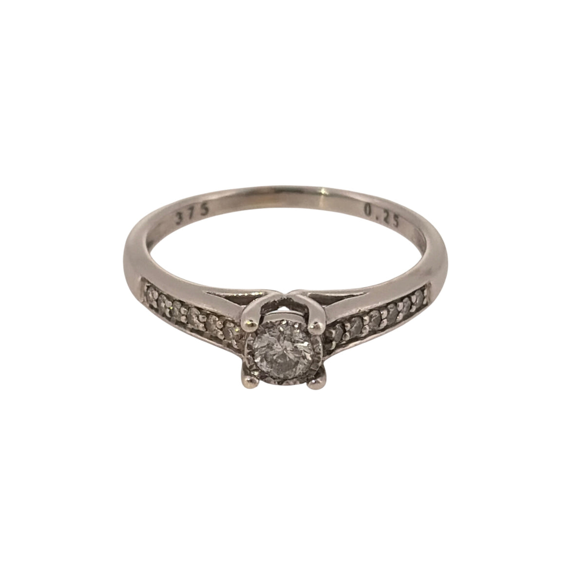 9ct White Gold & Diamond Solitaire Ring