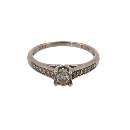 9ct White Gold & Diamond Solitaire Ring