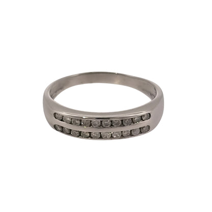 9ct White Gold & Diamond Double Row Band Ring