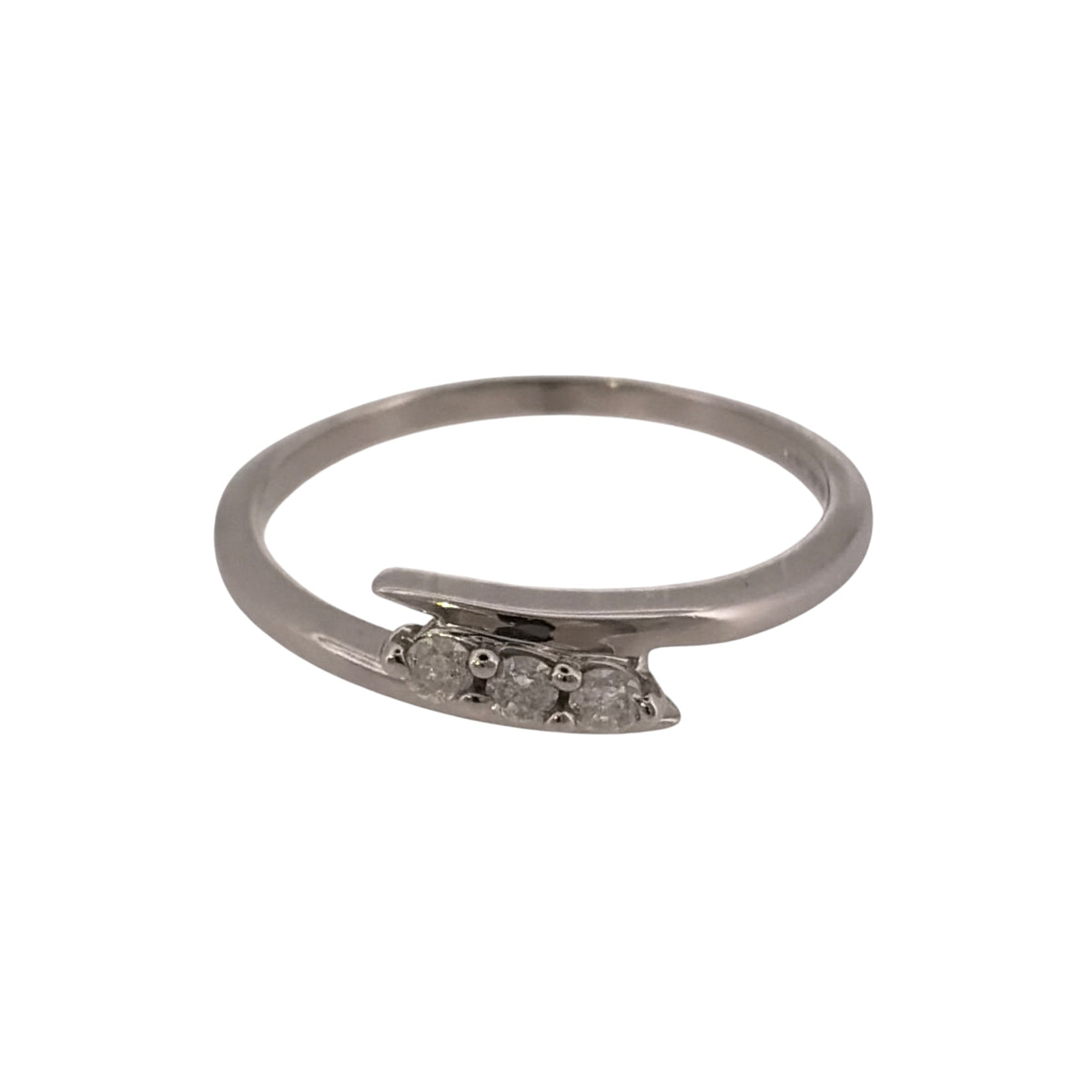 9ct White Gold & Diamond Wrap Over Trilogy Ring
