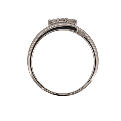 9ct White Gold & Diamond Wrap Over Trilogy Ring