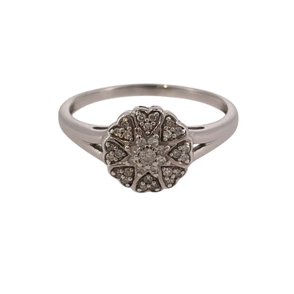 9ct White Gold & Diamond Cluster Ring
