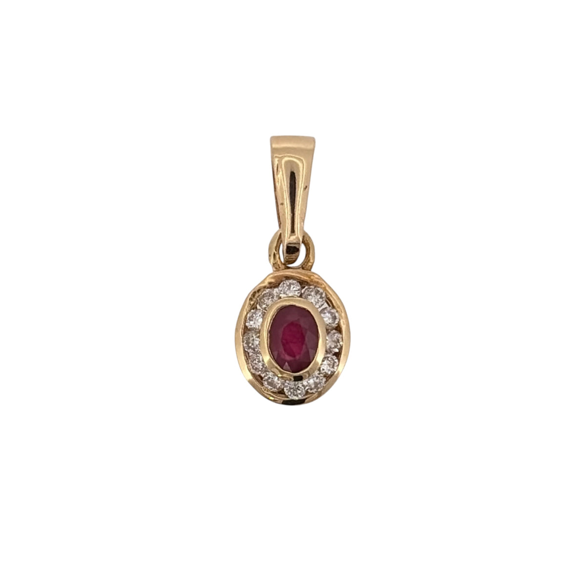 9ct Gold Diamond & Ruby Cluster Pendant