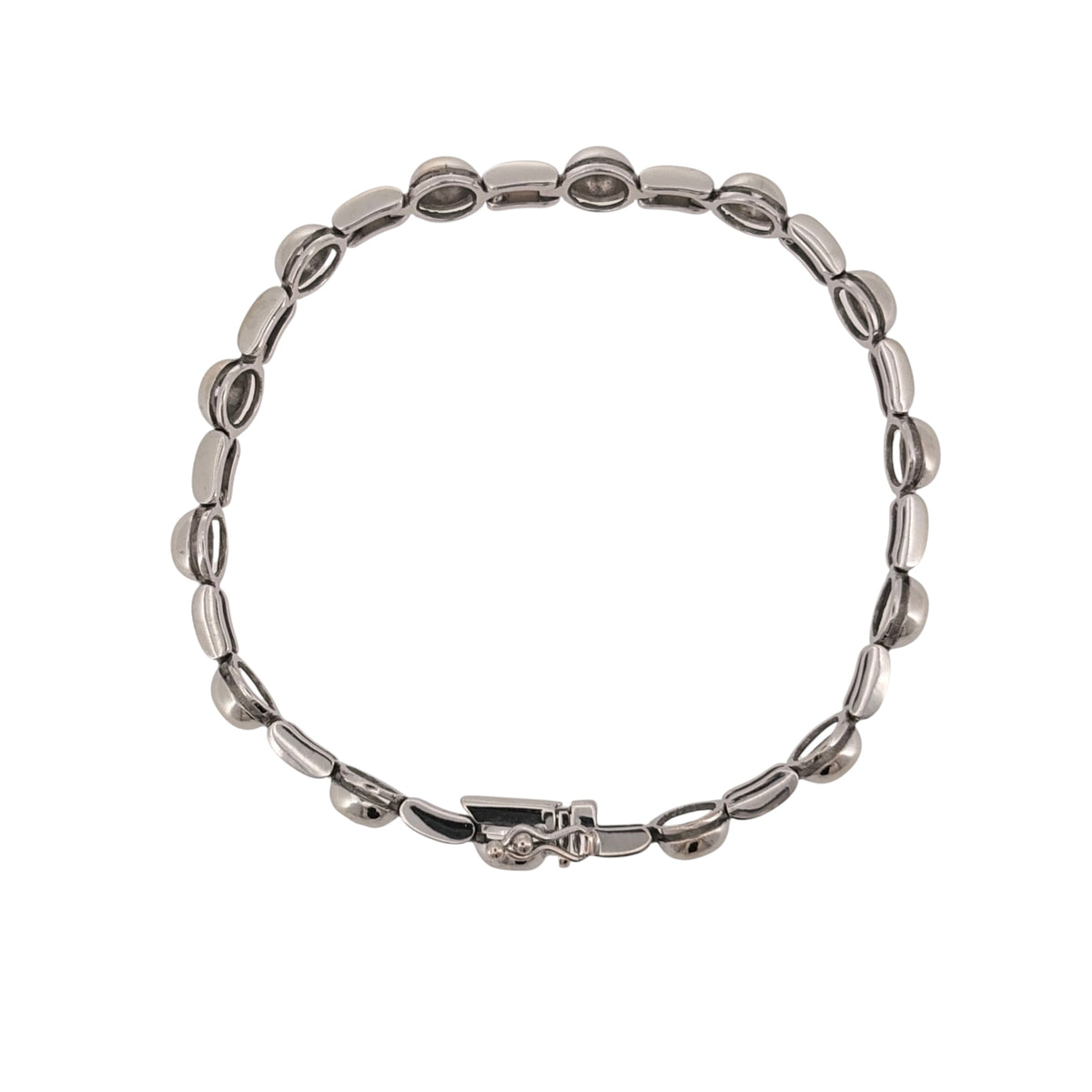 18ct White Gold & Diamond Rubover Set 7.5" Bracelet