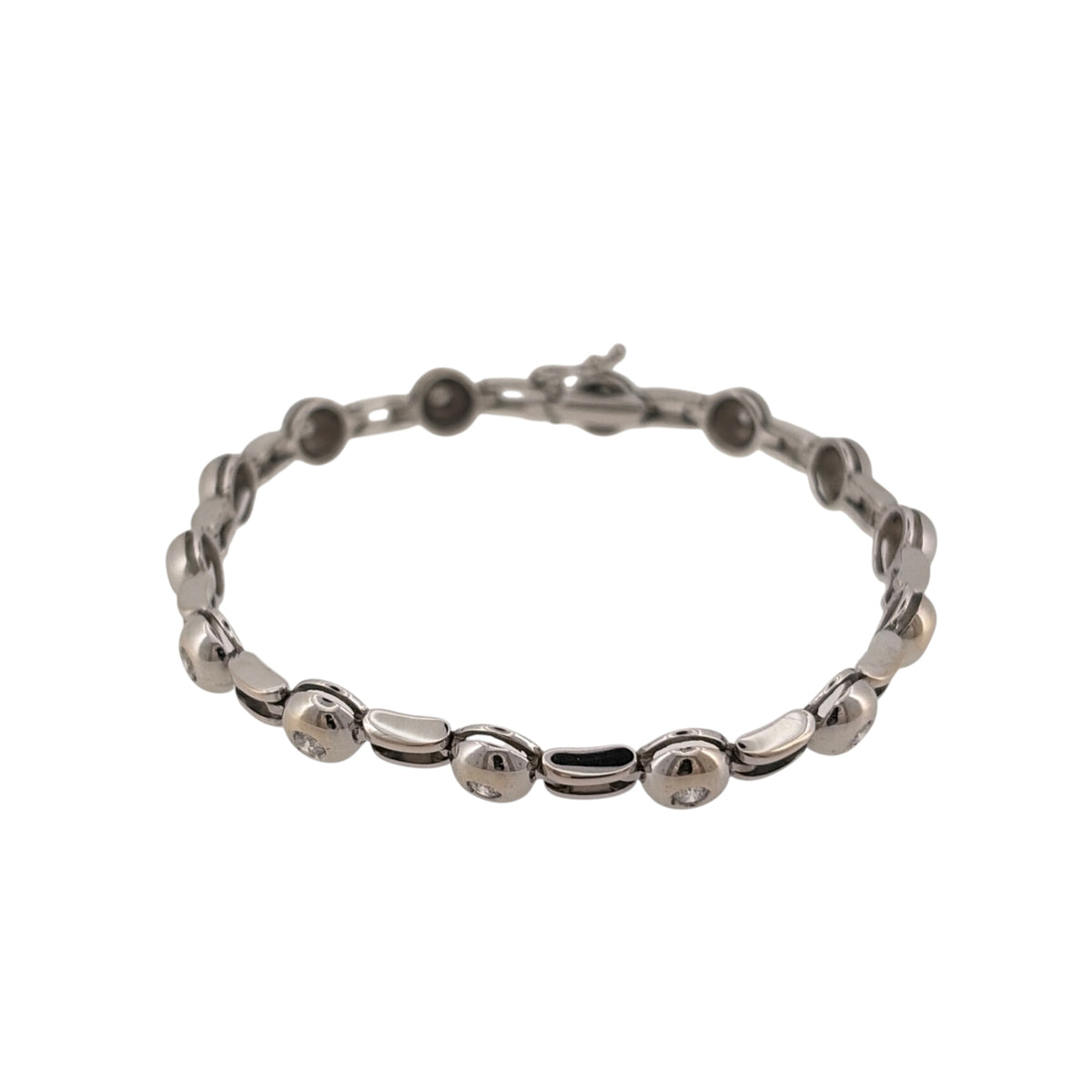 18ct White Gold & Diamond Rubover Set 7.5" Bracelet