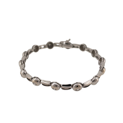 18ct White Gold & Diamond Rubover Set 7.5" Bracelet