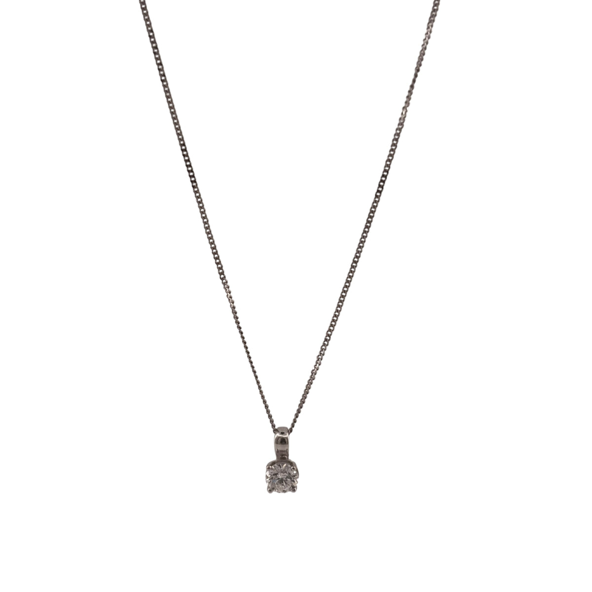 18ct White Gold & Diamond Solitaire 18" Necklace