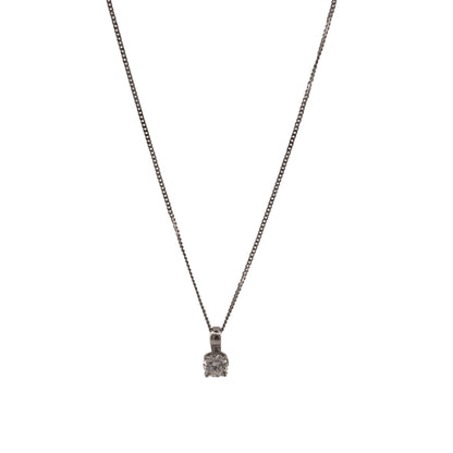 18ct White Gold & Diamond Solitaire 18" Necklace