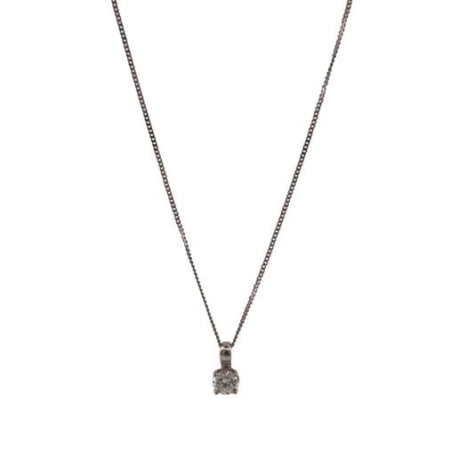 18ct White Gold & Diamond Solitaire 18" Necklace
