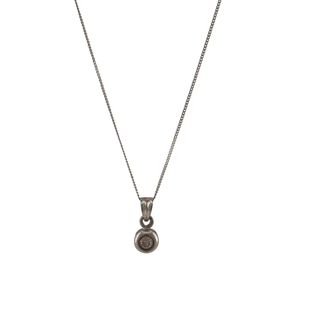 9ct White Gold & Diamond Solitaire 18" Necklace