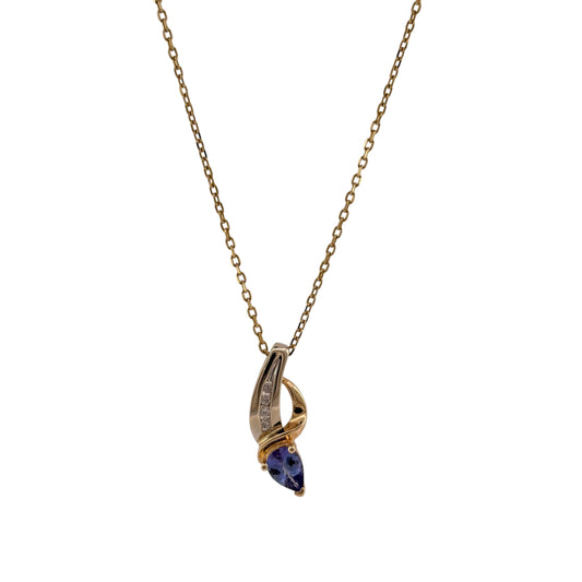 14ct Gold Diamond & Tanzanite 20" Necklace