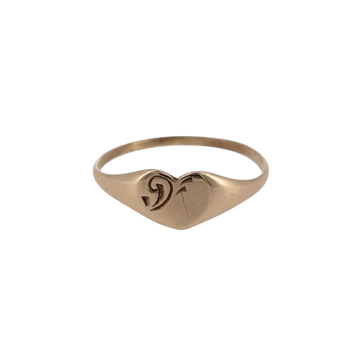 9ct Gold Patterned Heart Signet Ring