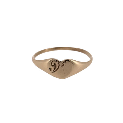 9ct Gold Patterned Heart Signet Ring