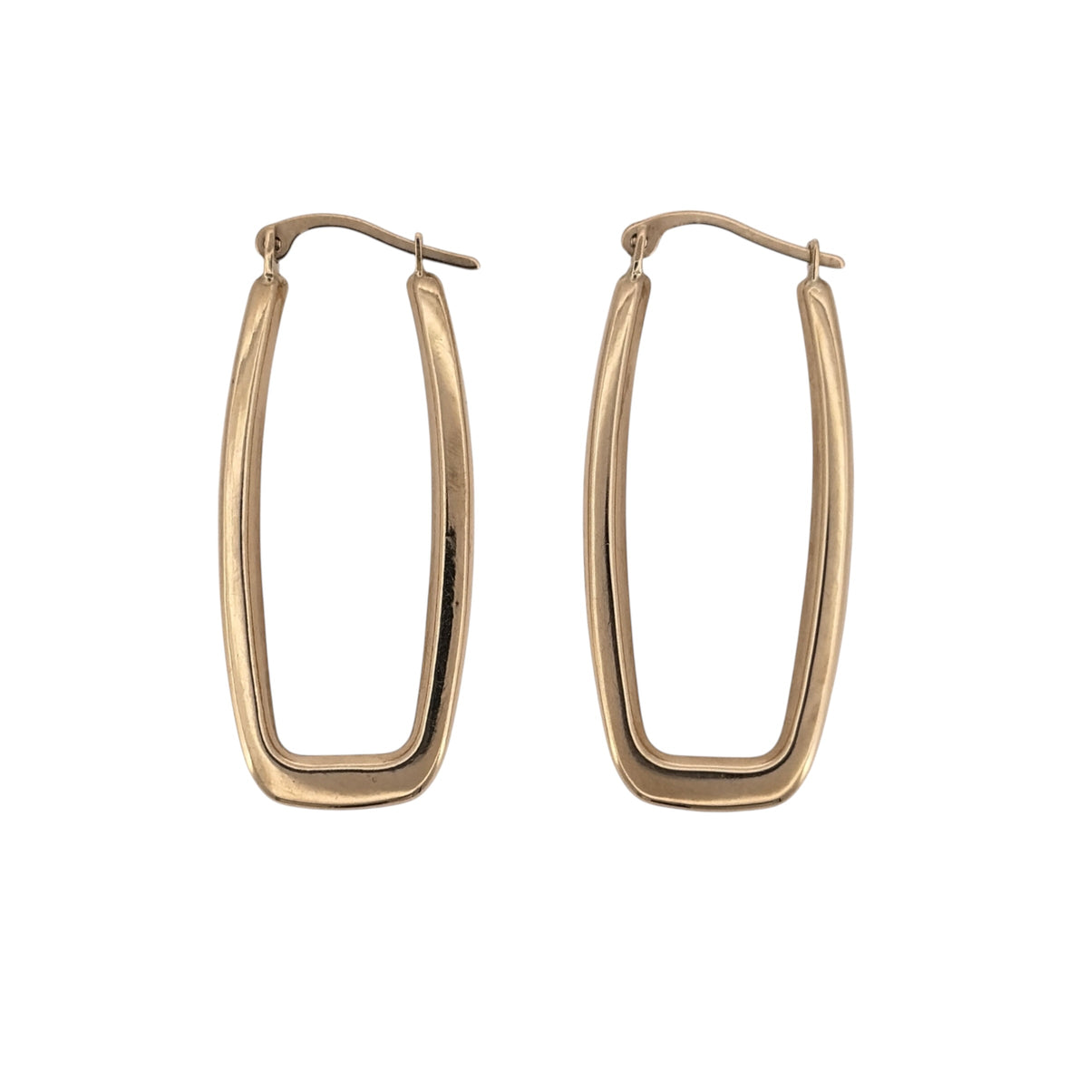 9ct Gold Rectangle Creole Earrings