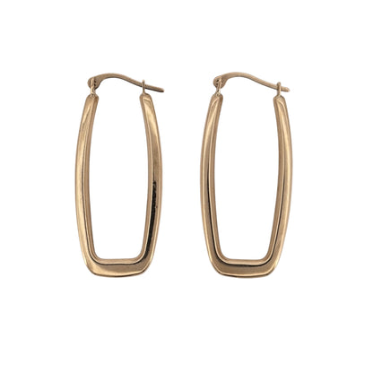 9ct Gold Rectangle Creole Earrings