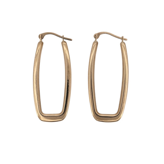 9ct Gold Rectangle Creole Earrings