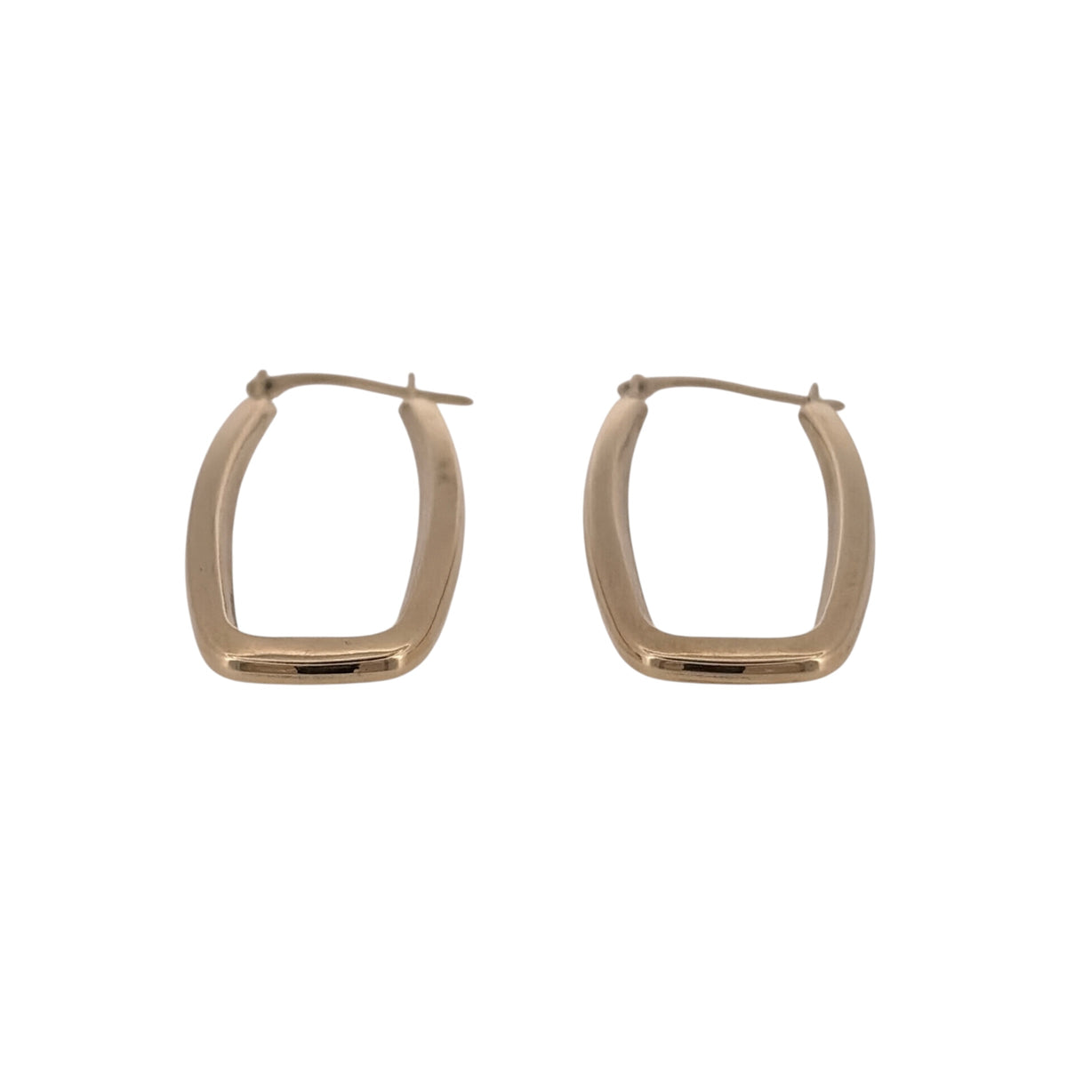 Add a distinctive geometric style to your jewellery collection with these pre-owned 9ct yellow gold rectangular creole earrings.

Design: The earrings feature an elongated rectangular creole design, offering a modern alternative to traditional round or oval hoops.
Material: Made from 9-carat yellow gold, the warm gold tone gives the earrings a classic and versatile finish.
Earring Detail: Each rectangular creole measures approximately 33mm by 14mm, creating a noticeable profile when worn.