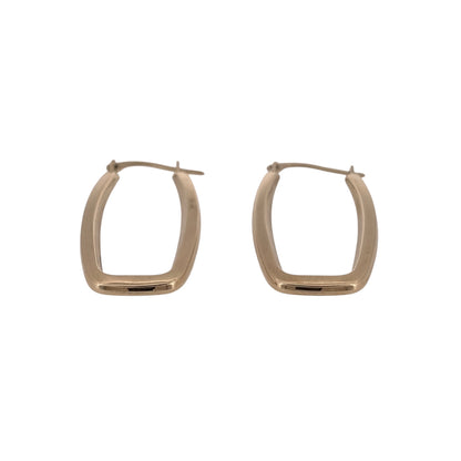 Add a distinctive geometric style to your jewellery collection with these pre-owned 9ct yellow gold rectangular creole earrings.

Design: The earrings feature an elongated rectangular creole design, offering a modern alternative to traditional round or oval hoops.
Material: Made from 9-carat yellow gold, the warm gold tone gives the earrings a classic and versatile finish.
Earring Detail: Each rectangular creole measures approximately 33mm by 14mm, creating a noticeable profile when worn.