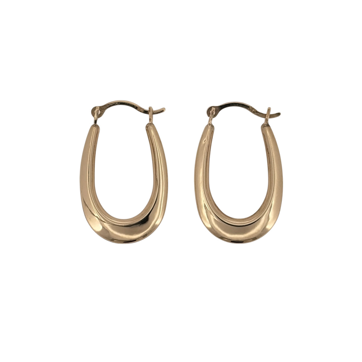 9ct Gold Plain Oval Creole Earrings