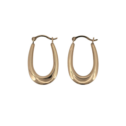 9ct Gold Plain Oval Creole Earrings