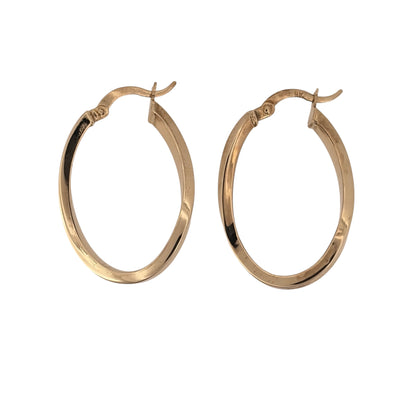 9ct Gold Twist Oval Creole Earrings