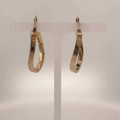 9ct Gold Twist Oval Creole Earrings