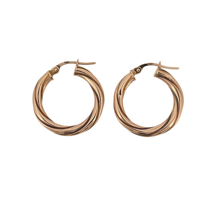 9ct Gold Twisted Hoop Creole Earrings