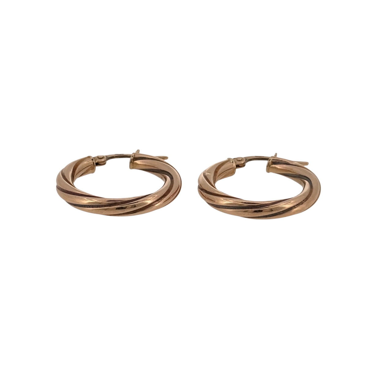 Add classic gold detail to your jewellery collection with these pre-owned 9ct yellow gold twisted hoop creole earrings.

Design: The earrings feature a classic round hoop creole shape with a twisted design, adding texture and detail to a versatile style.
Material: Made from 9-carat yellow gold, the warm gold tone complements the twisted detailing and gives the earrings a timeless finish.
Earring Detail: Each hoop creole measures approximately 21mm in diameter, creating a neat and wearable profile.
