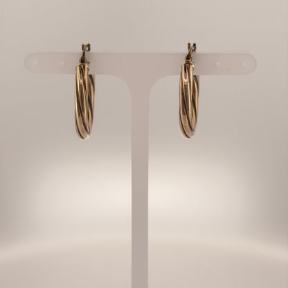 9ct Gold Twisted Hoop Creole Earrings