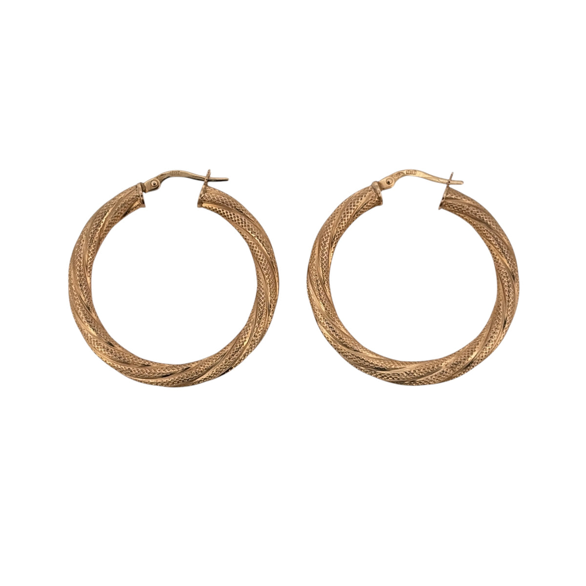9ct Gold Textured Twisted Hoop Creole Earrings