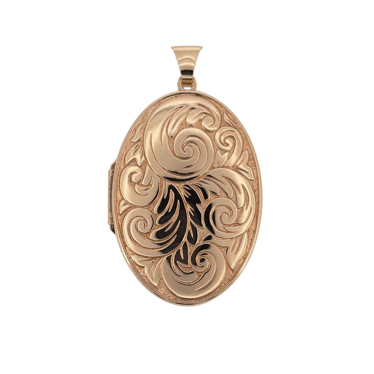 9ct Gold Large Swirl Patterned Oval Locket