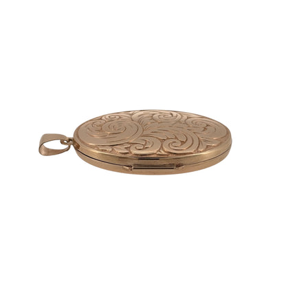 9ct Gold Large Swirl Patterned Oval Locket